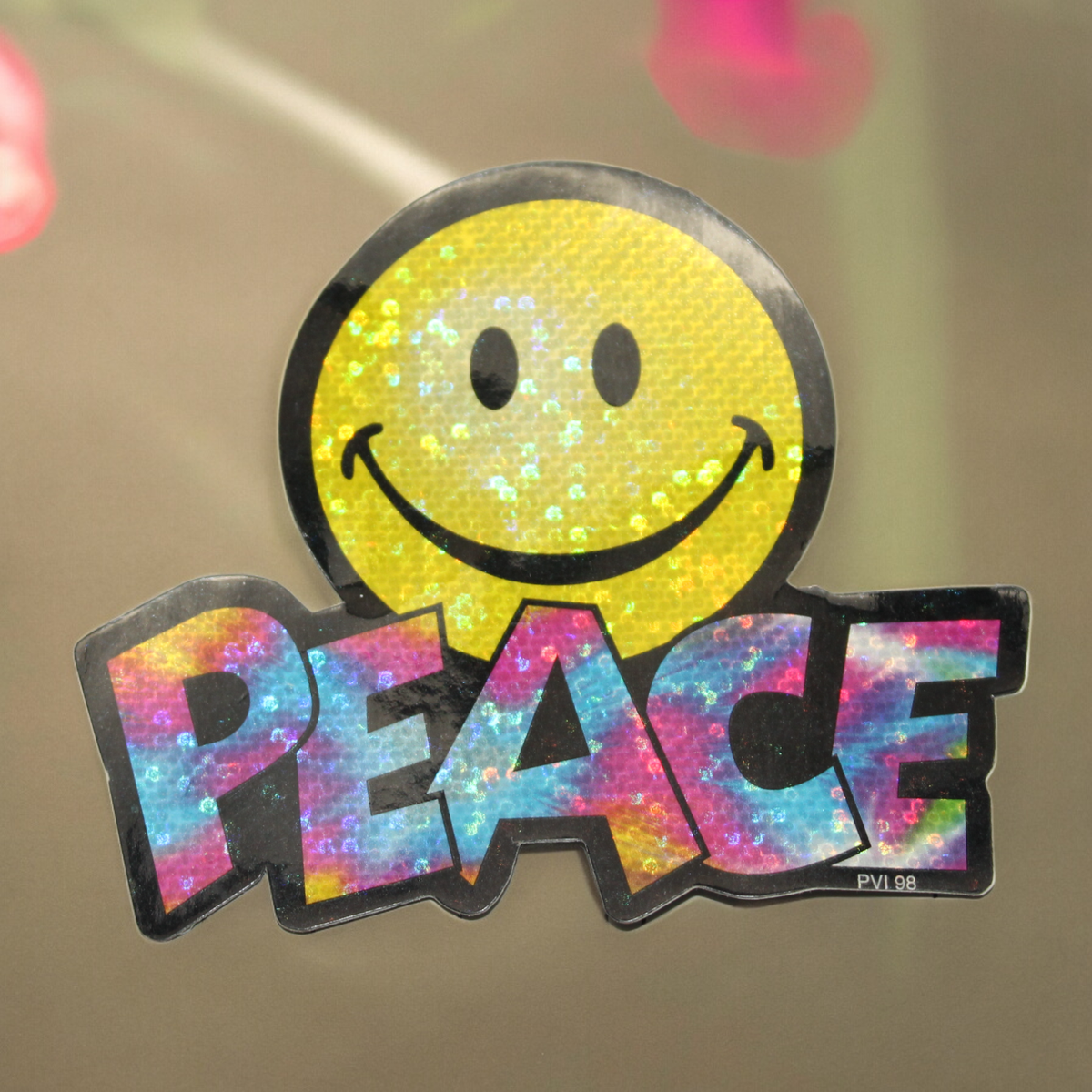 Vintage Peace Smile Face Glitter Shimmer Vending Machine Sticker Vintage Peace Smile Face Glitter Shimmer Vending Machine Sticker