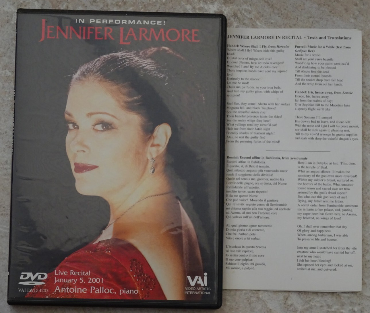 Jennifer Larmore – In Performance DVD & Booklet with Antoine Palloc Piano 2001