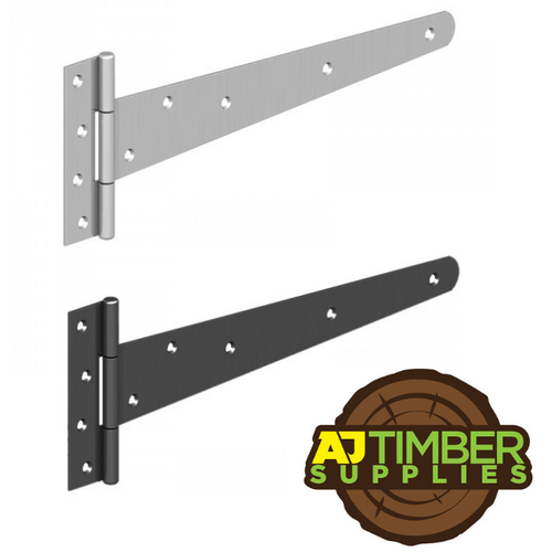 PAIR of 18" 450mm Strong Tee Hinges Heavy Duty Gate Shed Garden Galv or