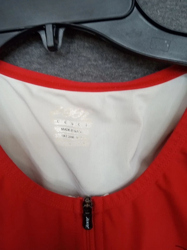 Chaleco Viento Ciclismo Zoot Grande 1/2 Cremallera Rojo Blanco Foto 3 de 4