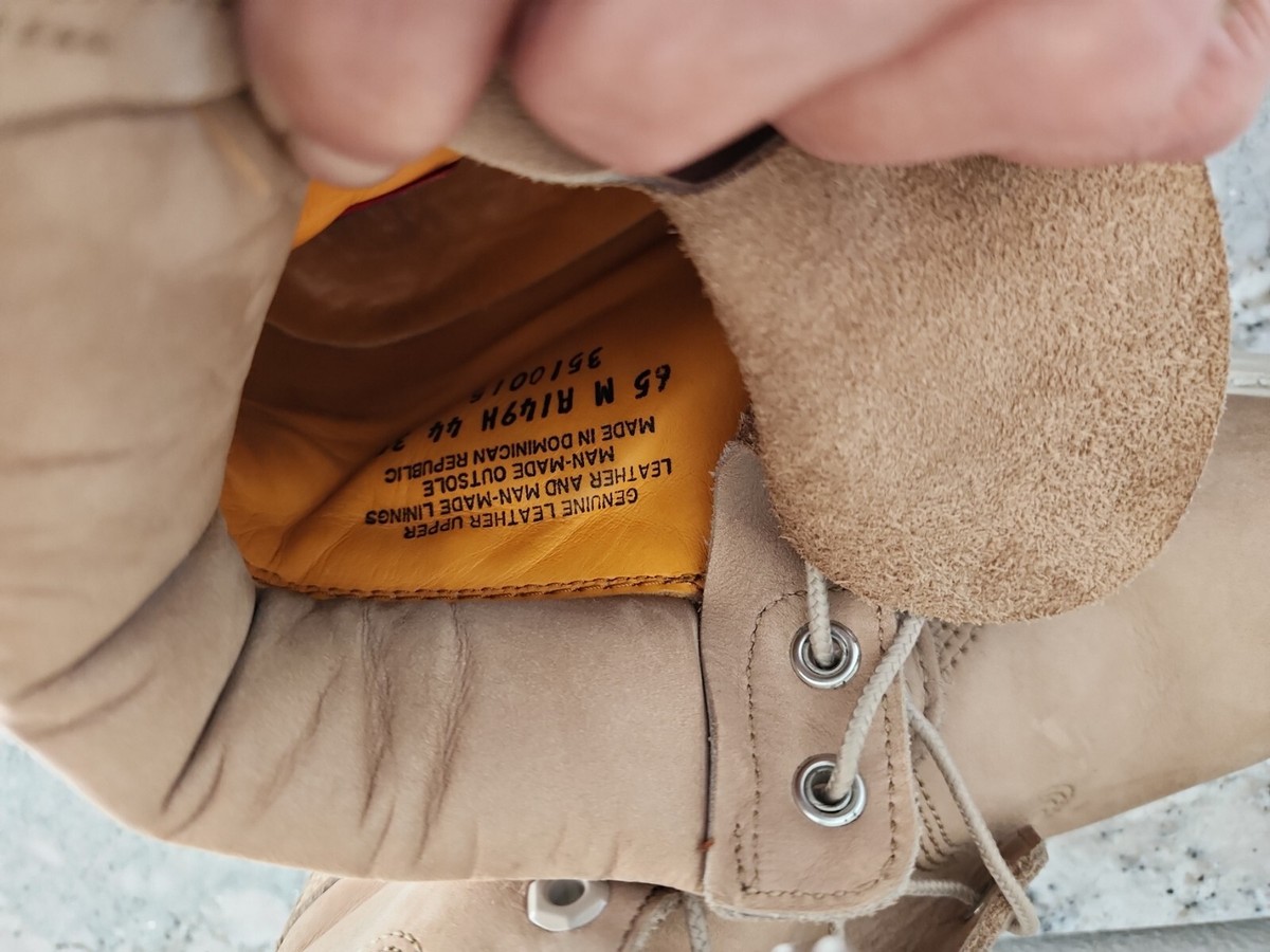 EUC Womens TIMBERLAND tan off white soles lace BOOTS
