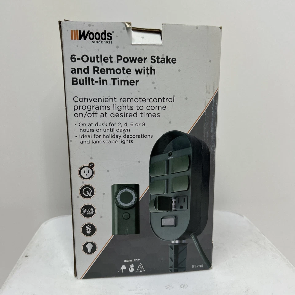 Woods 59785 6-Outlet Yard Timer for Christmas Lights or LEDs & Wireless Remote - Image 3 of 4