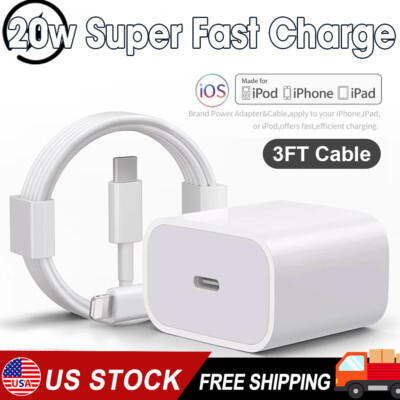 20W Fast Charger PD Adapter+Cable For iPhone 13 14/12/8/10 XR X Pro iPad NB