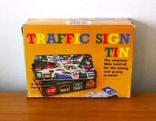 Traffic Sign Tin with 12 Magnetic Road Signs Included