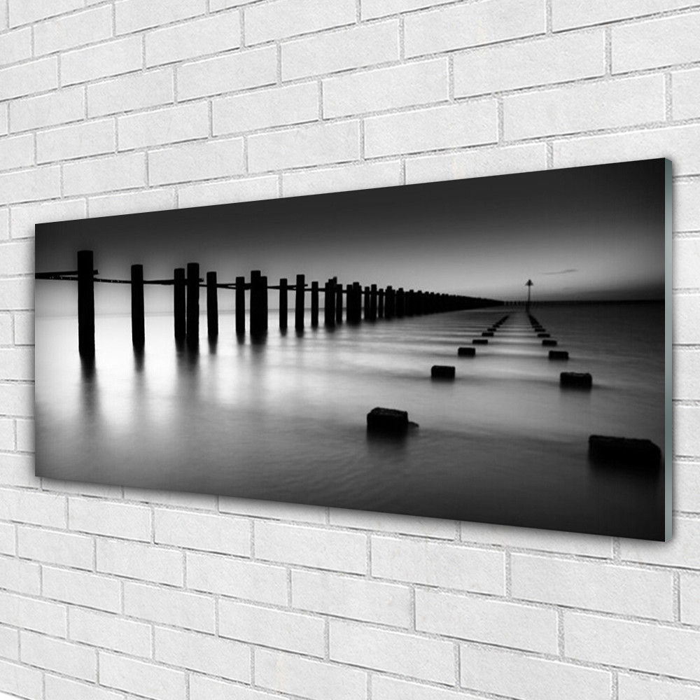 Tableau en verre Tulup 125x50 pour illuminer un couloir sombre motif brouillard