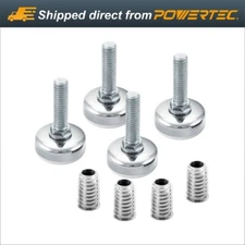 POWERTEC 4PK Furniture Levelers 3/8 Inch 16 with Threaded Inserts White 71189