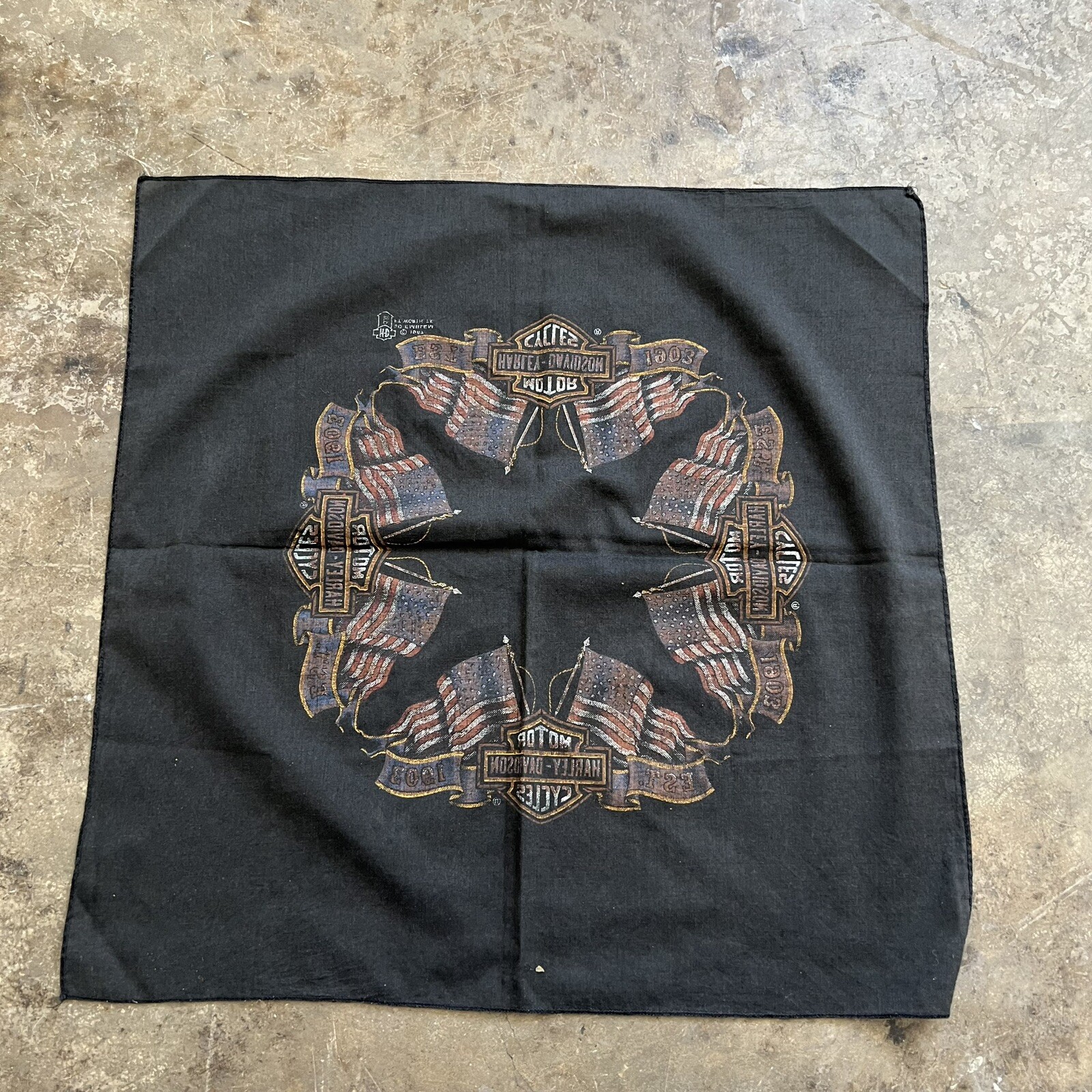 Vintage Harley Davidson 3d emblem bandanna usa vtg bikers choppers 