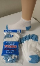   6 Pair Boy's or Girl's Athletic LO-Cut Blue H T Socks 6-8  