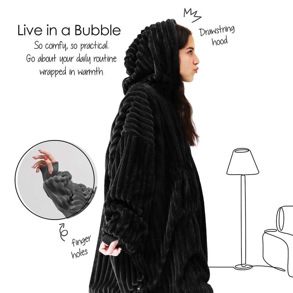 Cobertor vestível reversível tamanho grande quente moletom com capuz tamanho infantil - Imagem 4 de 4