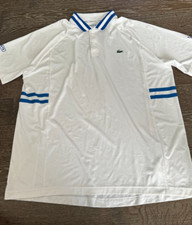 Lacoste Sport Novak Djokovic Polo Shirt Mens 7 XXL Blue White Ultra Dry Tennis
