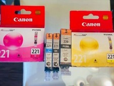 Genuine Canon CLI 221 Black/Color Ink Cartridges, 5/Pack set