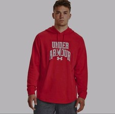 Under Armour Rival Terry Graphic Hoodie Sweatshirt Men's Large Red Lightweight