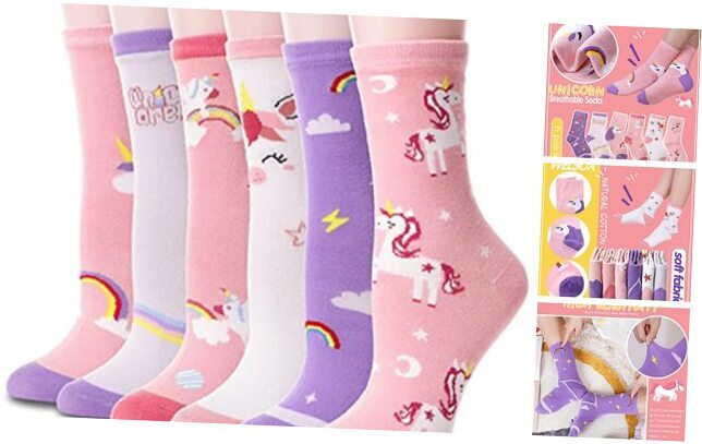 Socks Gifts for Girls kids Cute Animal Fun Crew Fashion Funny 5-8 Years Unicorn-image