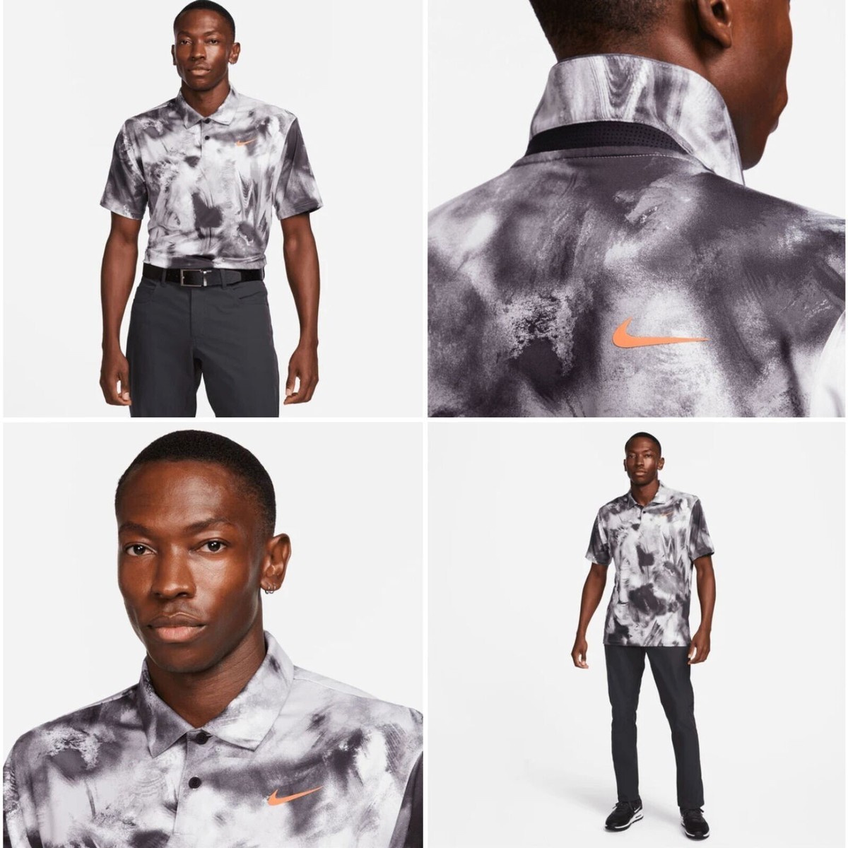 Nike Dri-Fit Tour Golf Polo White Black Grey Men's FD5935-010 Size