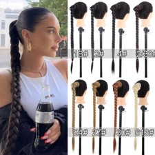 30" Super Long Braided Wrap Around Clip In Ponytail Hair Extension Heat Reistant