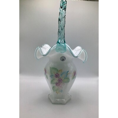 Fenton 12  Handpainted Glass Basket 95th Year Glass Legacy Collection