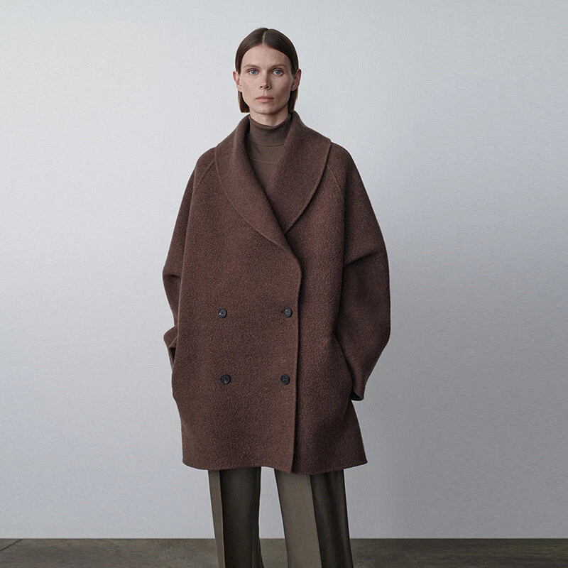 Abrigo Traje Doble Cara THE ROW Mujer Otoño Nuevo Lana Cachemira Color Sólido Foto 3 de 4