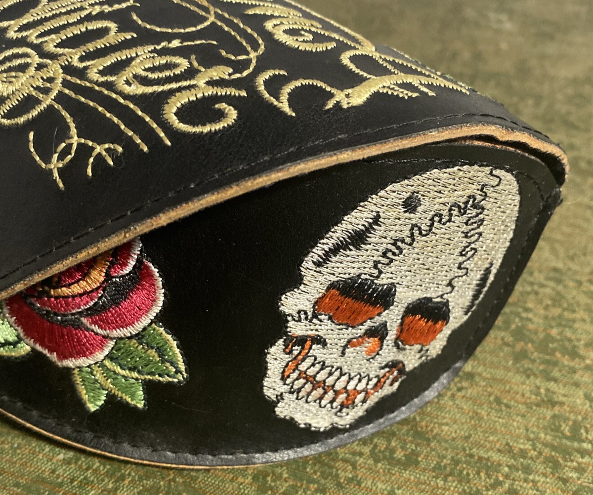 Christian Audigier Sunglasses Case Embroidered Leather | eBay