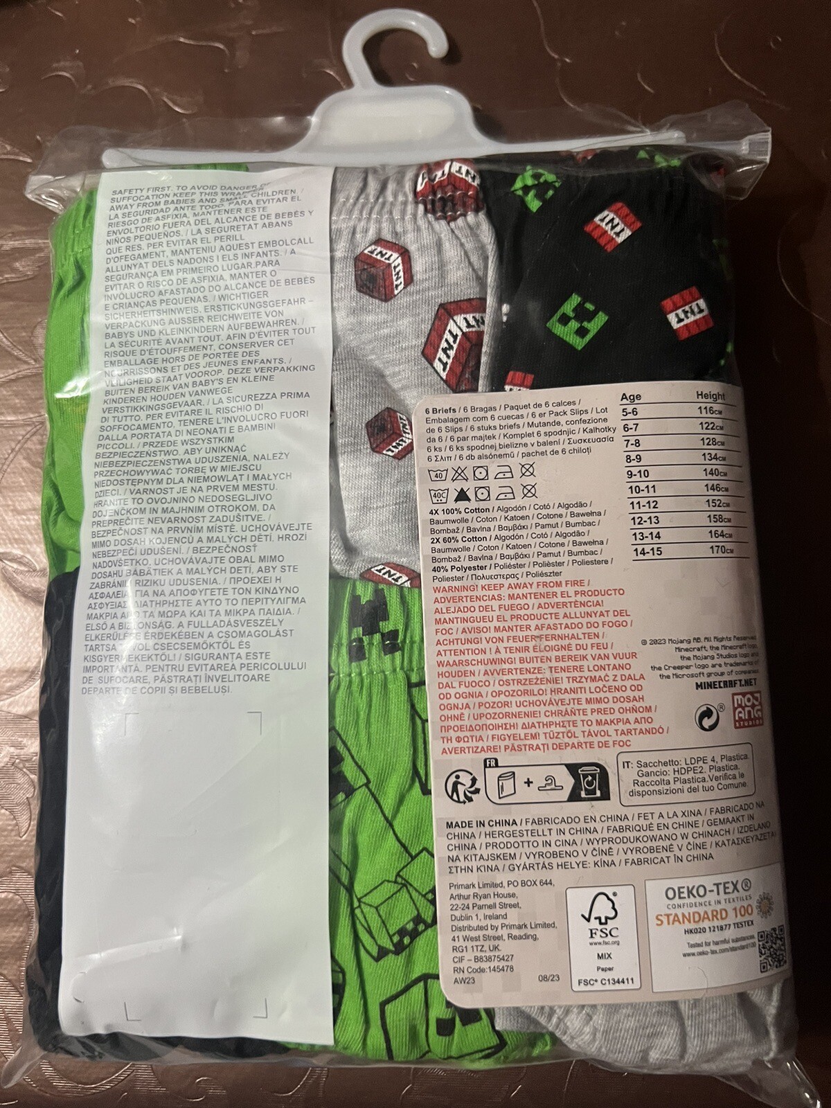 Minecraft Boys Pants Underwear Briefs Creepers Green Black Grey 6 Pack