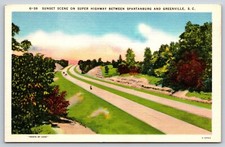 Vtg Super Highway Between Spartanburg & Greenville South Carolina Postcard C9 Vtg Super Highway Between Spartanburg & Greenville South Carolina Postcard C9
