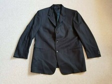 Mens Blazer-CLAIBORNE-black 100 worsted wool lined 3-button long sleeves-44R
