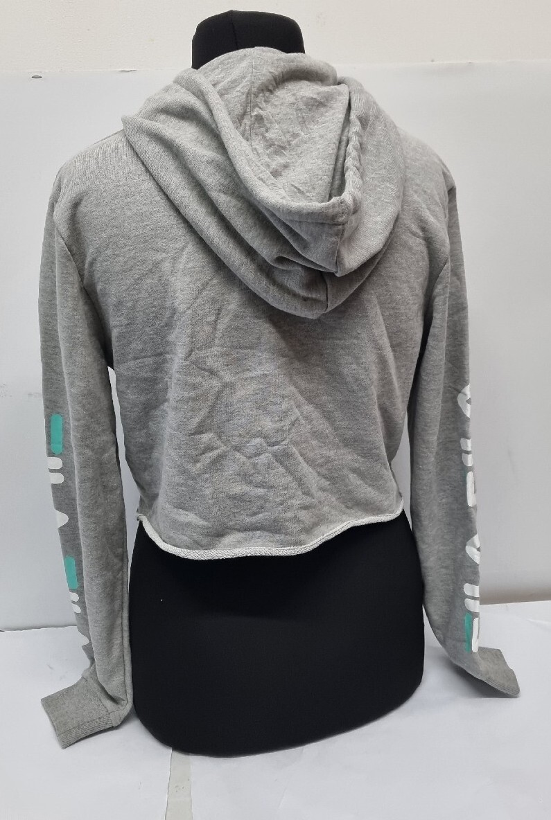 Fila Logo Sleeve Crop Hoodie Womens Grey SIZE UK 10 REF CL8