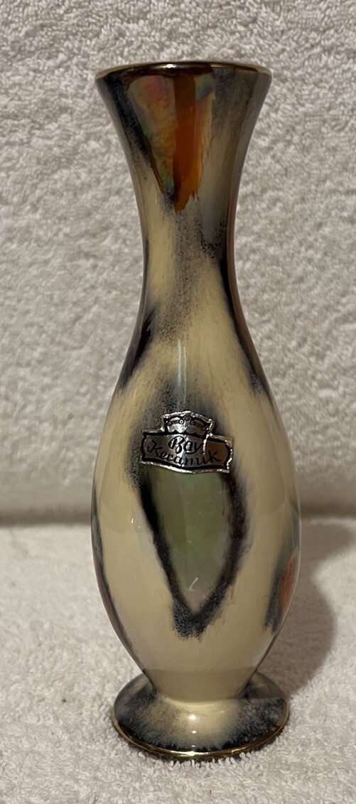 Vtg MCM Bay Keramik West Germany Multi Color Lustre Glaze Pottery
