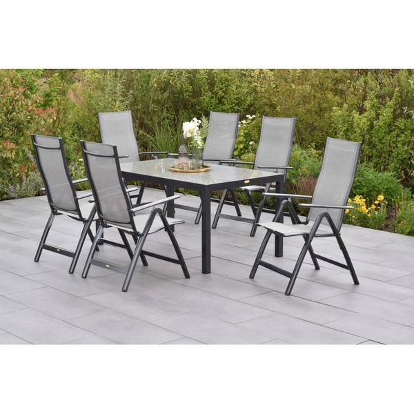 Merxx GartenmöBel Carrara Set 7Tlg. 6 Klappsessel + 1 Tisch 150 X 90 Cm-image