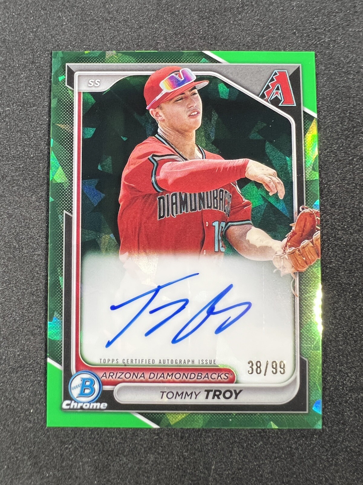 2024 Bowman Chrome Sapphire #BSPA-TT Tommy Troy Auto Green /99 Diamondbacks