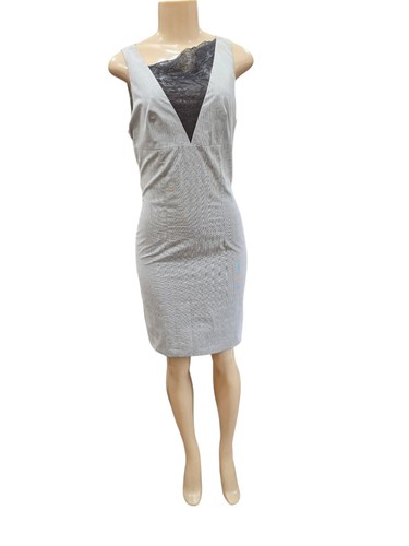 Versace Jeans Couture, ​Vintage Y2K Versace Jeans Couture Abito Tubino Nero Pizzo Scollo a V Taglia 26/40