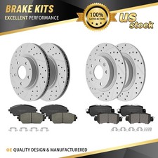 AWD Front Rear Drilled Rotors Ceramic Brake Pads for 2016 2017 2018 Mazda CX-3