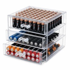Battery Organizer,Clear Battery Storage with lid,3-Drawer Battery Storage Cas...