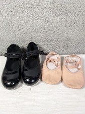 Lot 2 Stelle Pink Ballet Slippers  Black Dance Tap Shoes Kids Girls Size 12ML