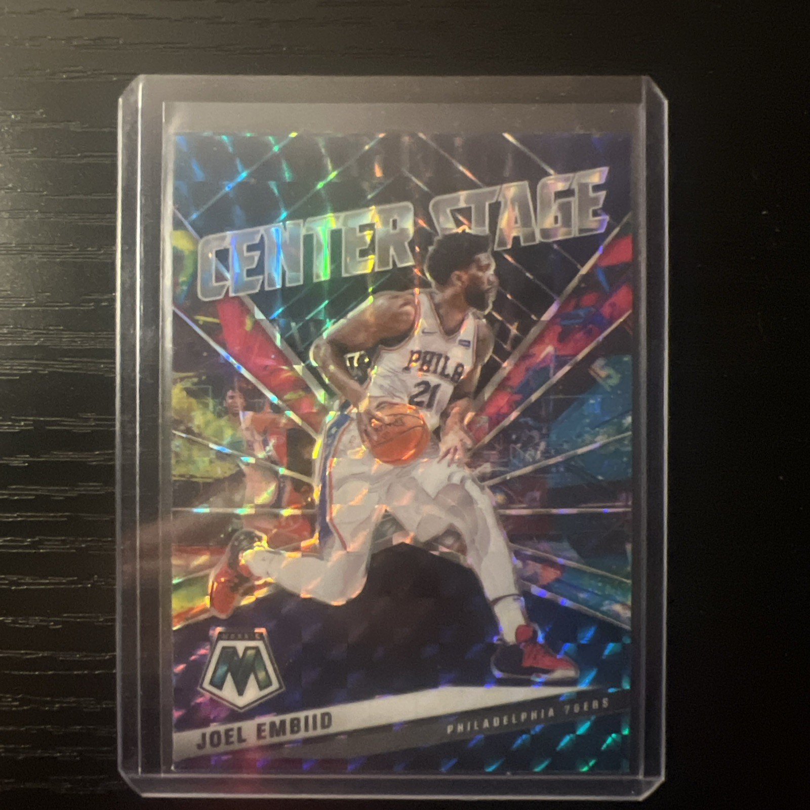 2020-21 Panini Mosaic Joel Embiid Center Stage Mosaic Prizm 76ers! Case Hit!