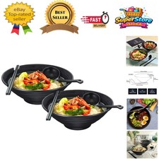Stackable Ramen Bowl Set - 2 Large 1000ml Bowls with Non-Slip Design & Utensils