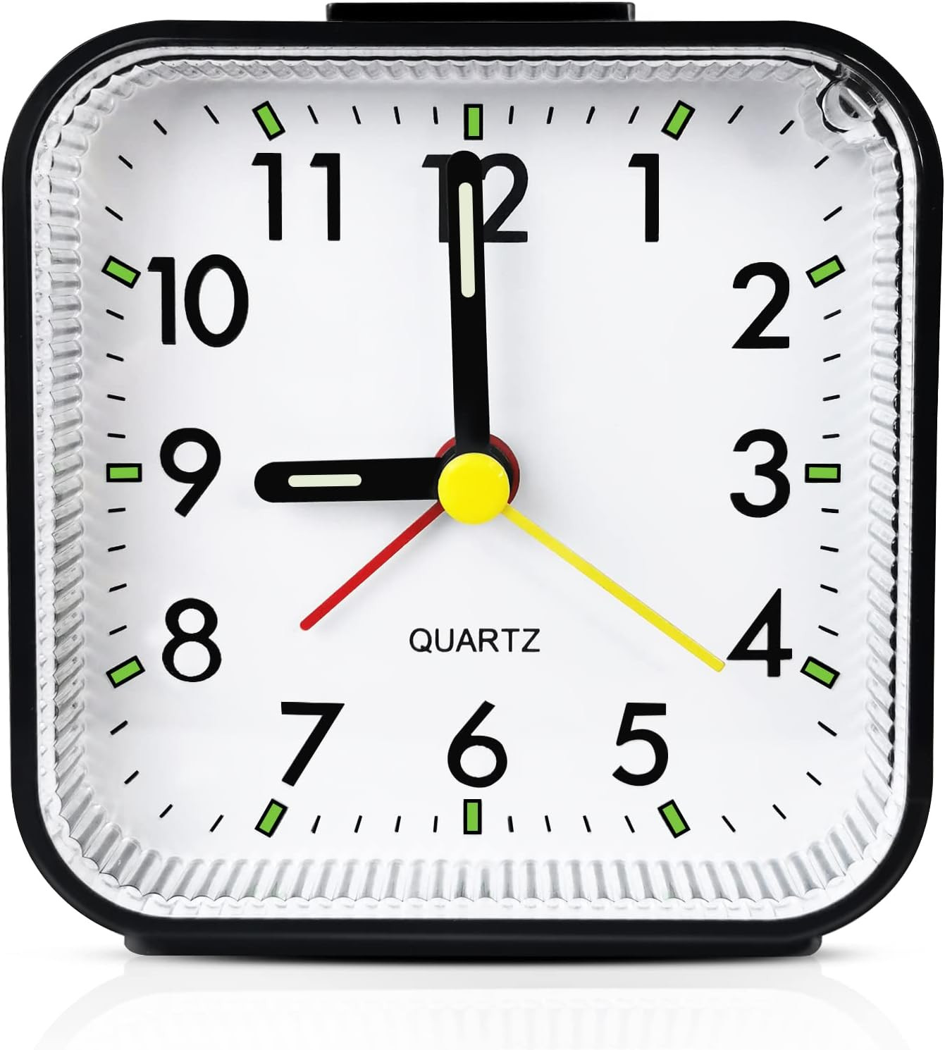 Mini Analog Travel Alarm Clock - Battery Operated, Quiet Bedside Desk Clock