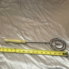 Vintage Wire Whisk with Wood Handle, Silver Metal, Manual, 12 Inch