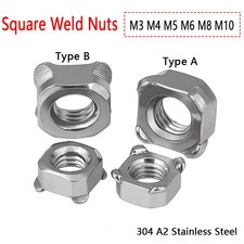 M3 M4 M5 M6 M8 M10 304 A2 Stainless Steel Square Weld Nuts Metric DIN 928