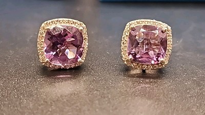 Lila Amethyst Platin über Sterlingsilber Ohrringe 7,75 ctw DOK2921 JTV Neu im Karton