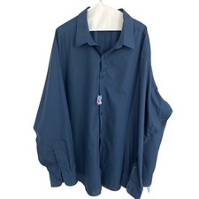UNTUCKit Men  s Size 3XL Wrinkle Free Regular Fit Navy Blue Long Sleeve Button Up