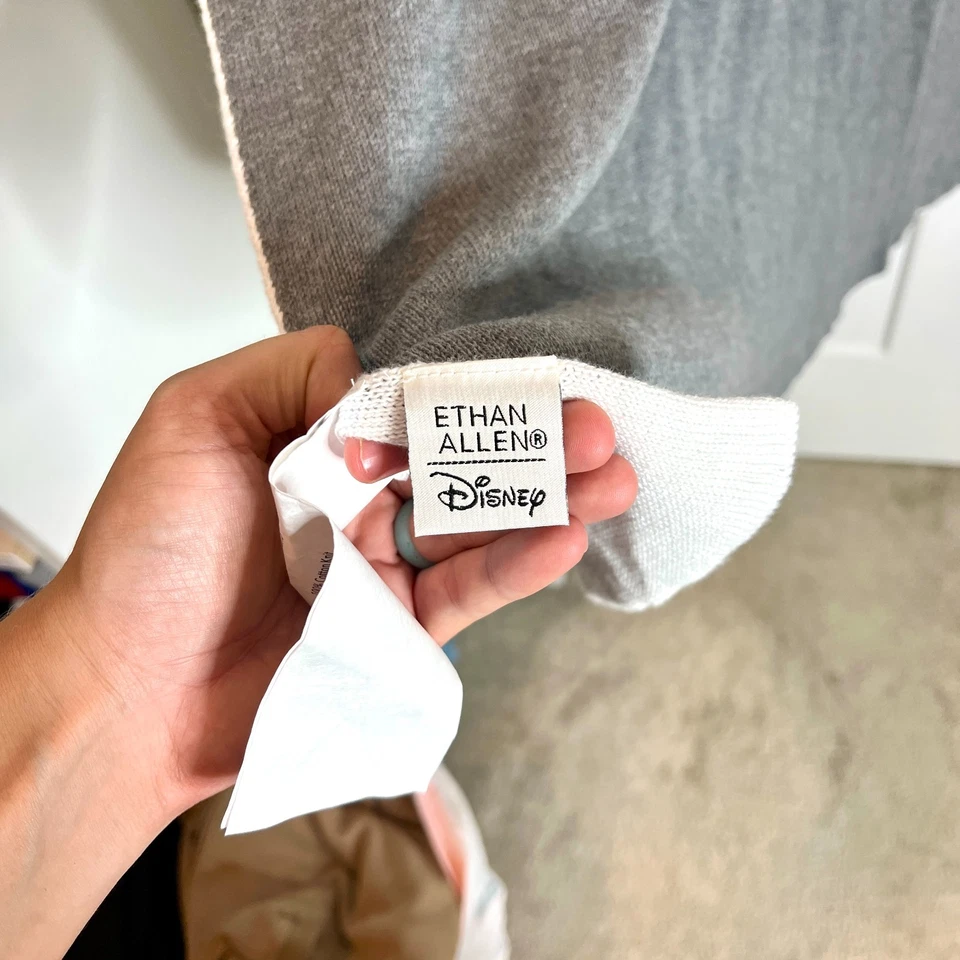 Ethan Allen x Disney Mickey Mouse Reversible Stroller Blanket Gray White Soft - Image 2 of 4