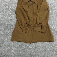 Montgomery Ward Blouse Womens Size 34 Brown Vintage 70s Gathered Yoke Japan Made