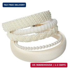 Cuizhiyu 5PK White Pearl Headbands for Women Girls Cute Pearl dainty Headbands B