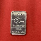 Say “I Love You” With Fine Silver! 1 Gram .999 Pure Fine Silver Bar!