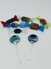 Murano Glass Wrapped Candy Pieces Lollipops Italy Hand Blown Art Glass Lot of 8