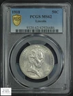 1918 Lincoln Illinois Commemorative Silver Half Dollar 50C PCGS MS 62
