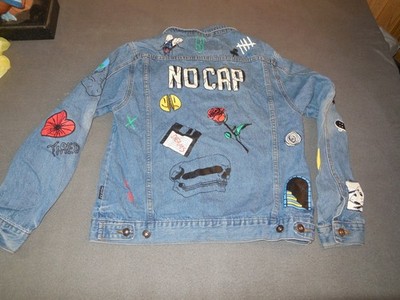 DE8 Brooklyn Cloth No Cap Jean Jacket Blue Denim Distressed Pockets Men Size-M