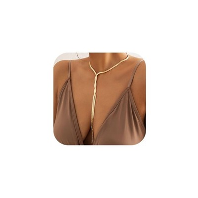 Langer Choker Halskette Gold Fischgrät Collier Kette Minimalistisch Halskette Accesso