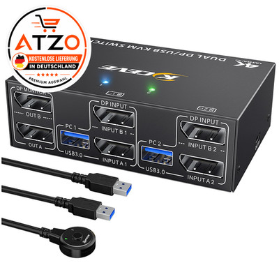 Displayport KVM Switch 2 PC 2 Monitore 8K 4K 4 USB 3.