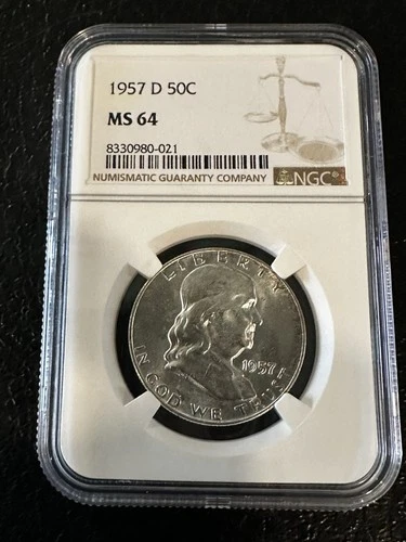 1957 D Franklin Half. MS 64. No Reserve w/ Free Shipping!